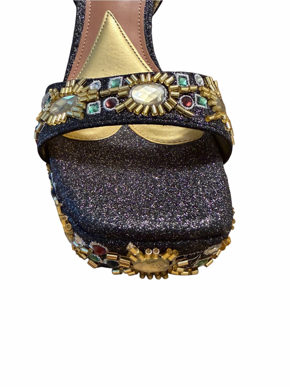Jeweled Glitter Platform Block Heels Party Prom Wedding Gianni Bini NWOB - Picture 7 of 10
